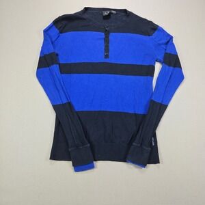 Armani Exchange Henley Sweater Striped Blue Navy Mens XS‎ Holiday 2014